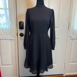 J.CREW Factory Mini Dress with Flounce Hem in Black Size 2 #BY478 $118